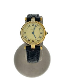【中古】Cartier◆ヴァンドーム/クォーツ腕時計/アナログ/GLD/BLK/170255【服飾雑貨他】