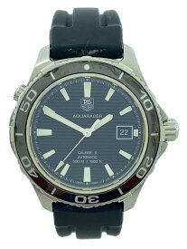 【中古】TAGHeuer◆腕時計/アナログ/ラバー/BLK/BLK//ダイバーズ 自動巻き腕時計 AQUARACER アクアレーサー バーインデックス デイト【服飾雑貨他】