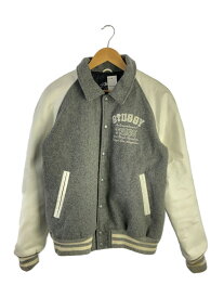 【中古】STUSSY◆スタジャン/L/ウール/GRY【メンズウェア】