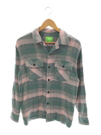 【中古】HUF◆SMASH FLANNEL OVERSHIRT/S/コットン/PNK/チェック/BU00168【メンズウェア】