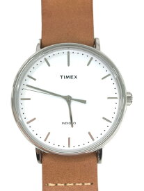 【中古】TIMEX◆クォーツ腕時計/アナログ/レザー/WHT/CML/TW2P90900/元のベルトつき【服飾雑貨他】