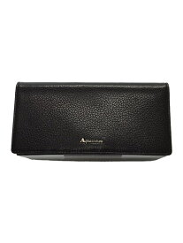 【中古】Aquascutum◆2つ折り財布/レザー/BLK/無地/メンズ/長財布/小銭入れなし【服飾雑貨他】