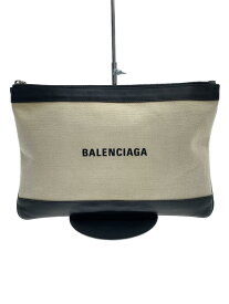 【中古】BALENCIAGA◆コットンカーフスキン/クラッチバッグ/クリーム/420407【バッグ】