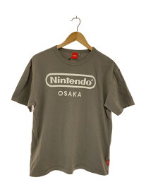 【中古】Nintendo◆Tシャツ/L/コットン/GRY/総柄【メンズウェア】