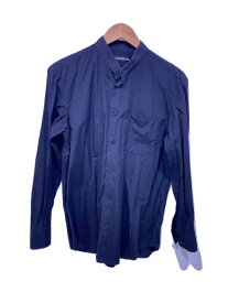 【中古】ISSEY MIYAKE MEN◆スタンドカラー長袖シャツ/2/コットン/ブラック/ME31FJ007【メンズウェア】