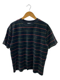 【中古】adidas◆Tシャツ/M/コットン/BLK/ボーダー/gd3488【メンズウェア】