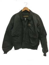 【中古】ALPHA INDUSTRIES◆ダウンジャケット/L/ナイロン/KHK/無地【メンズウェア】