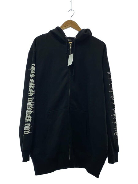 【中古】QOOZA/ジップパーカー/FREE/コットン/BLK/プリント/Q0016-BLK【レディースウェア】