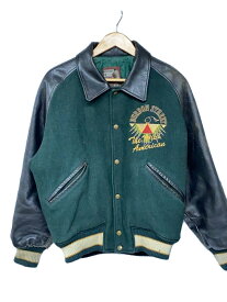 【中古】BIG JOHN◆OLD/BURBON STREET/スタジャン/L/ウール/GRN/使用感有//【メンズウェア】