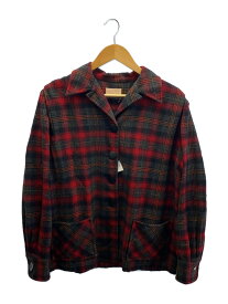 【中古】PENDLETON◆40〜50s/ポケット穴有/長袖シャツ/--/ウール/RED/チェック/EF-8244【メンズウェア】