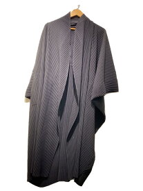 【中古】HOMME PLISSE ISSEY MIYAKE◆プリーツガウンコート/1/ポリエステル/BLK/無地/HP03JA126//【メンズウェア】