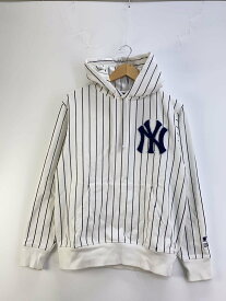 【中古】KITH◆For MLB/New York Yankees/パーカー/XS/コットン/WHT/ストライプ/KH2447【メンズウェア】