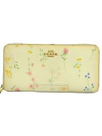 【中古】COACH◆長財布/レザー/CRM/レディース/C0033/花柄/ホワイト/状態考慮/ウォレット/ゴールド【服飾雑貨他】