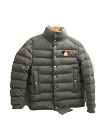 【中古】MONCLER◆ダウンジャケット/0/ウール/GRY/B20914183500/BREVAL GIUBBOTTO/トリコロールロゴ【メンズウェア】