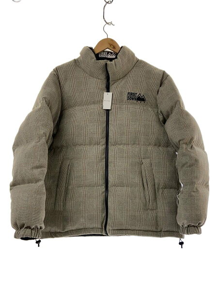 【中古】FIRST DOWN◆BUBBLE DOWN JKT/リバーシブル/ダウンジャケット/L/グレー/チェック/F742002【メンズウェア】