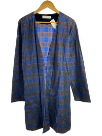 【中古】DIET BUTCHER SLIM SKIN◆18AW/ガウンコート/--/コーデュロイ/BLU/チェック//【メンズウェア】