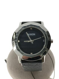 【中古】NIXON◆クォーツ腕時計/アナログ/レザー/BLK/BLK【服飾雑貨他】
