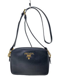 【中古】PRADA◆メッキ剥げ有/スレ有/ショルダーバッグ/--/BLK/サフィアーノレザーショルダーバッグ【バッグ】