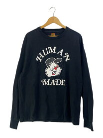 【中古】HUMAN MADE◆GDC VALENTINES DAY L/S T-SHIRT/長袖Tシャツ/XXL/コットン/BLK【メンズウェア】