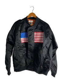 【中古】FACETASM◆フライトジャケット/4/ナイロン/BLK/RB-JK-U12/18AW/AMERICAN FLAG MA-1【メンズウェア】