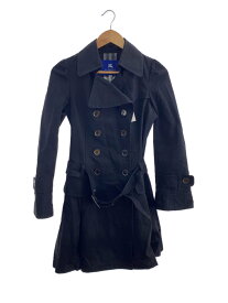 【中古】BURBERRY BLUE LABEL◆トレンチコート/38/コットン/BLK/無地/FRF03-657-09【レディースウェア】