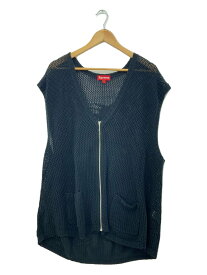 【中古】Supreme◆Dragon Zip Up Sweater Vest(薄手)/L/コットン/BLK/無地【メンズウェア】