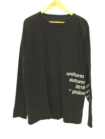 【中古】uniform experiment◆長袖Tシャツ/1/コットン/BLK/無地/UE-189052【メンズウェア】