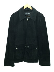 【中古】DOLCE&GABBANA◆ヌバック/テーラードジャケット/50/羊革/BLK【メンズウェア】