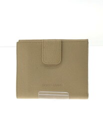 【中古】GIORGIO ARMANI◆2つ折り財布/レザー/BEG/無地/レディース【服飾雑貨他】