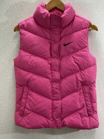 【中古】NIKE◆ダウンベスト/M/ポリエステル/PNK/総柄【レディースウェア】