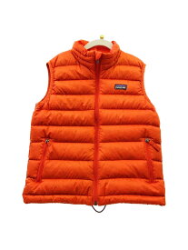 【中古】patagonia◆ブルゾン/XS/ポリエステル/オレンジ/無地/68220/ダウンベスト/ジャケット/ブルゾン/アウ【キッズ】