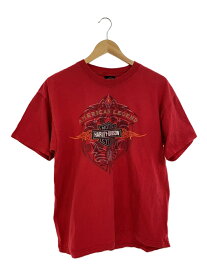 【中古】Hanes◆USA製/HARLEY-DAVIDSON/Tシャツ/L/コットン/RED【メンズウェア】