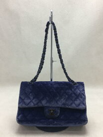 【中古】CHANEL◆マトラッセ25/ベルベット/ダブルフラップ/ショルダーバッグ/ベロア/BLU/A01112【バッグ】