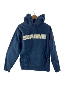 【中古】Supreme◆18AW/Perforated Leather Hooded Sweatshirt/パーカー/M/コットン/NVY【メンズウェア】