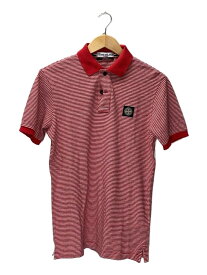 【中古】STONE ISLAND◆Red Striped Short Sleeved Polo Shirt/ポロシャツ/541522C17【メンズウェア】