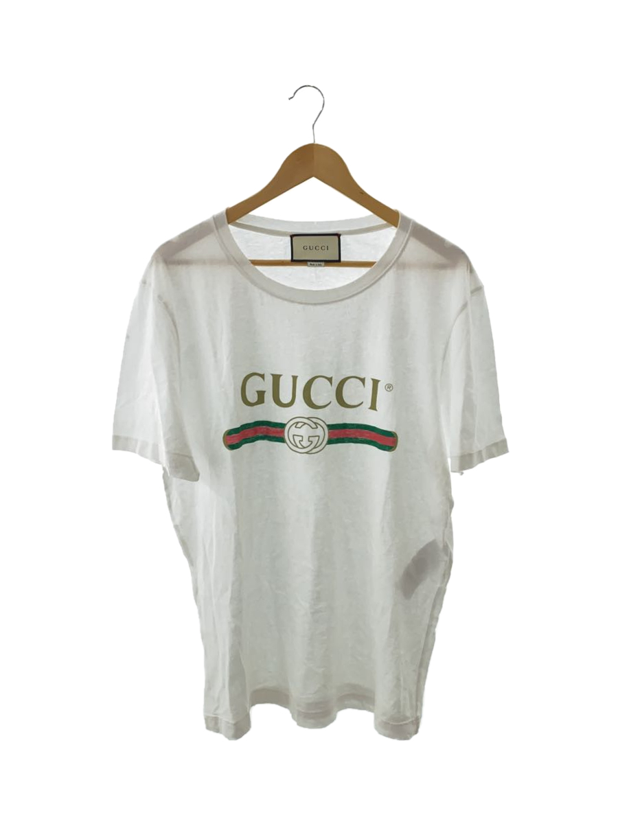 GUCCI 17Ss/Logo Washed Oversize T-Shirt/--/Cotton/Wht/440103-X3F05 Men'S  Wear