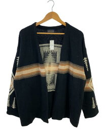 【中古】PENDLETON◆カーディガン(厚手)/L/ウール/BLK/総柄/1575-6211/使用感有//【メンズウェア】