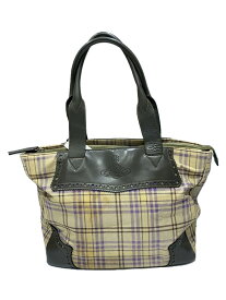 【中古】Vivienne Westwood MAN◆トートバッグ/キャンバス/BEG/チェック【バッグ】