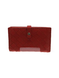 【中古】BOTTEGA VENETA◆2つ折り財布/レザー/RED/レディース【服飾雑貨他】