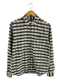 【中古】Supreme◆checker plaid flannel shirt/長袖シャツ/M/コットン/BLK/チェック【メンズウェア】