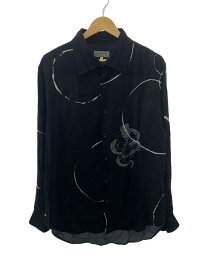 【中古】yohji yamamoto POUR HOMME◆19AW/二重衿スカルコブラPB/長袖シャツ/4/レーヨン/BLK/総柄/HC-B69-210//【メンズウェア】