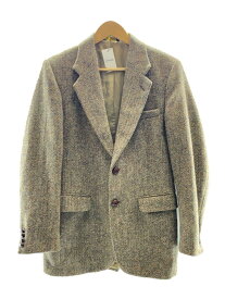 【中古】HARRIS TWEED◆80s/Hunting Horn/クルミボタン/テーラードジャケット/ウール/BRW【メンズウェア】