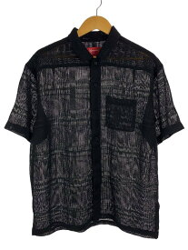 【中古】Supreme◆Supreme/半袖シャツ/L/ポリエステル/BLK/23SS Mesh Stripe S/S Shirt【メンズウェア】