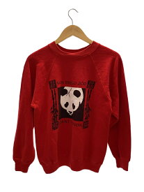 【中古】Hanes◆80s/スウェット/S/コットン/RED/プリント/SAN DIEGO ZOO/GIANT PANDA【メンズウェア】