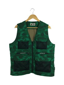 【中古】A BATHING APE◆フィッシングベスト/M/ポリエステル/GRN/カモフラ【メンズウェア】