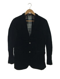 【中古】BURBERRY BLACK LABEL◆テーラードジャケット/M/ベロア/BLK/BME04-108-09【メンズウェア】