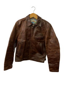 【中古】AERO LEATHER◆レザージャケット・ブルゾン/34/馬革/BRW/無地/ダメージ有【メンズウェア】