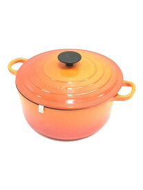 【中古】LE CREUSET◆ルクルーゼ ココットロンド 鍋 ホーロー 24cm オレンジ【キッチン用品】