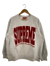 【中古】Supreme◆CITIES ARC CREWNECK/スウェット/L/コットン/GRY【メンズウェア】