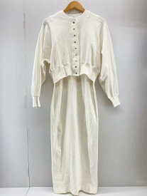 【中古】ADAM ET ROPE◆ブロードリブカーディガンコンビワンピース/セット/FREE/コットン/WHT/GAE-02040-A//【レディースウェア】